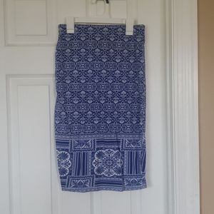 Blue & white pencil skirt